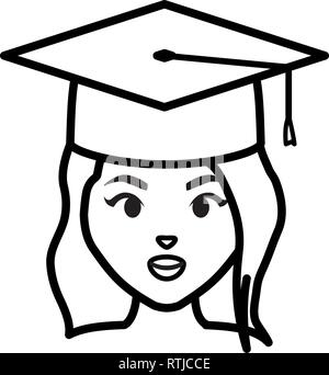 Jeune étudiant diplômé girl head vector illustration design de caractère Illustration de Vecteur