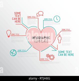 Amour / coeur vecteur Infographic template rapport fait à partir de lignes et icônes Illustration de Vecteur