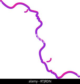 Deux personnes silhouettes tirées avec une seule ligne. Vector illustration simple. Séparer sur un fond blanc. Illustration de Vecteur
