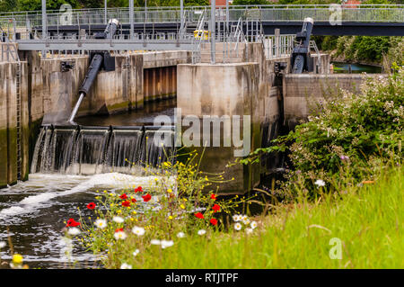 Rivière Lea canal à pied près de trois usines Island Arc London, England, UK Banque D'Images