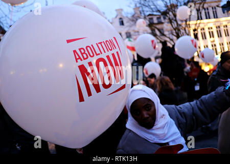 Bruxelles, Belgique. 1er mars 2019. Protestant contre les militants d'exécutions sommaires. Credit : ALEXANDROS MICHAILIDIS/Alamy Live News Banque D'Images