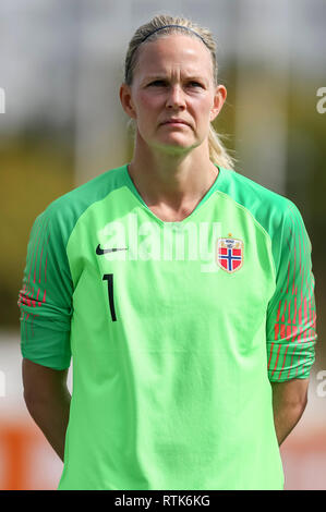 ALBUFEIRA, 01-03-2019 ,Est‡dio Municipal de Albufeira, Algarve Cup 2019, Chine - Norvège (femmes), la Norvège gardien INGRID HJELMSETH pendant le match France - Norvège (femmes) Banque D'Images