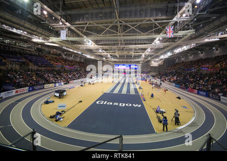 Glasgow, Royaume-Uni. 09Th Mar, 2019. Glasgow, Écosse - 2 mars : une vue générale de la Unis Arena pendant jour 2 de l'Indoor d'athlétisme à l'Emirates Arena de Glasgow, Ecosse. ( Crédit : Scottish Borders Media/Alamy Live News Banque D'Images