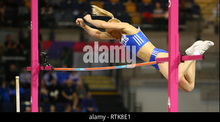 Unis Arena, Glasgow, Royaume-Uni. 2e Mar, 2019. European Athletics Indoor Championships, jour 2 ; Nikoleta Kiriakopoulou (GRE) efface la barre pendant les qualifications dans le perche : Action Crédit Plus Sport/Alamy Live News Banque D'Images