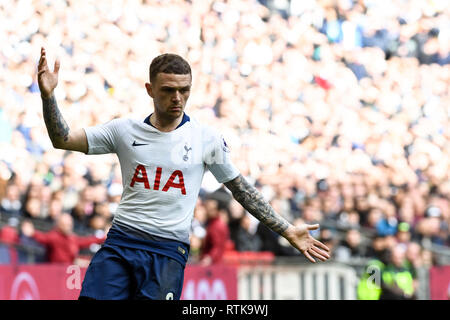 Londres, Royaume-Uni. 2 mars 2019. Kieran Trippier de Tottenham Hotspur pendant le premier match de championnat entre Arsenal et Tottenham Hotspur au stade de Wembley, Londres, Angleterre le 2 mars 2019. Photo par Adamo Di Loreto. Usage éditorial uniquement, licence requise pour un usage commercial. Aucune utilisation de pari, de jeux ou d'un seul club/ligue/dvd publications. Banque D'Images