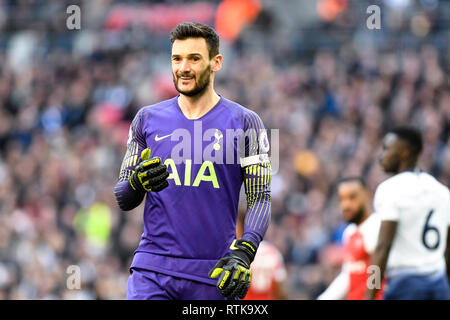 Londres, Royaume-Uni. 2 mars 2019. Hugo Lloris de Tottenham Hotspur pendant le premier match de championnat entre Arsenal et Tottenham Hotspur au stade de Wembley, Londres, Angleterre le 2 mars 2019. Photo par Adamo Di Loreto. Usage éditorial uniquement, licence requise pour un usage commercial. Aucune utilisation de pari, de jeux ou d'un seul club/ligue/dvd publications. Banque D'Images