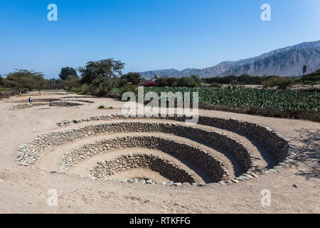 Aqueducs de Cantalloc, 'puquios' construit par le peuple de Nazca Banque D'Images