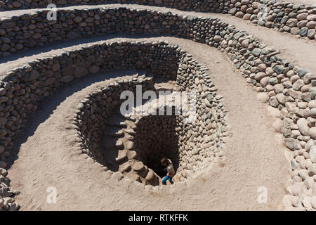 Aqueducs de Cantalloc, 'puquios' construit par le peuple de Nazca Banque D'Images