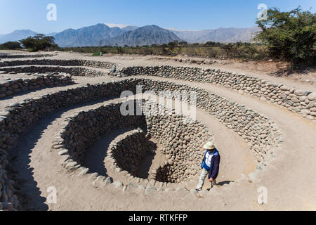 Aqueducs de Cantalloc, 'puquios' construit par le peuple de Nazca Banque D'Images