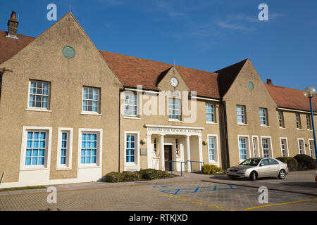 Façade et entrée de la Gosport War Memorial Hospital. Le Hampshire. UK. Banque D'Images