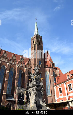 Collégiale de la Sainte Croix et de Saint Barthélémy. Ostrow Tumski island, Wroclaw, Pologne. Banque D'Images