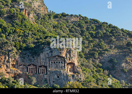 Tombeaux Lyciens, Dalyan, Province de Mugla, Turquie Banque D'Images