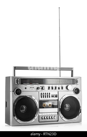 Retro ghetto blaster isolated on white Banque D'Images