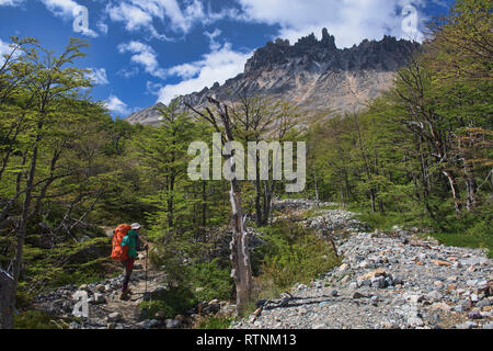 Trekking dans le beau Cerro Castillo Réserve, d'Aysen, en Patagonie, au Chili Banque D'Images