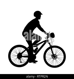 Silhouette cycliste isolé sur fond blanc vector Illustration de Vecteur