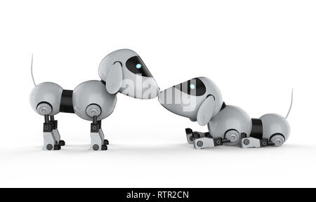 Robot chien rendu 3d'odeur de l'autre sur fond blanc Banque D'Images