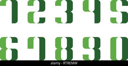 Les numéros verts de 0 à 9 l'icône logo vector set collection Illustration de Vecteur