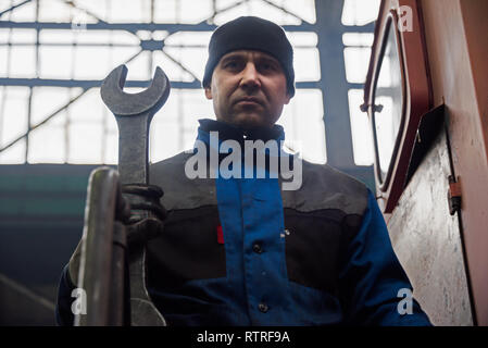 'Usine de réparation de locomotives TRZ' à Astrakhan, en Russie. Banque D'Images