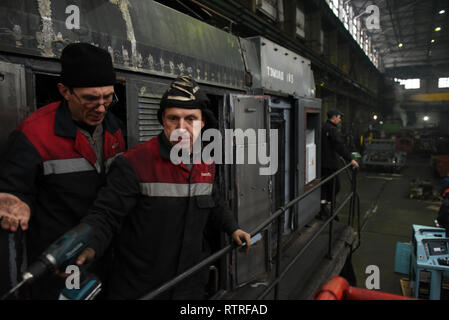 'Usine de réparation de locomotives TRZ' à Astrakhan, en Russie. Banque D'Images