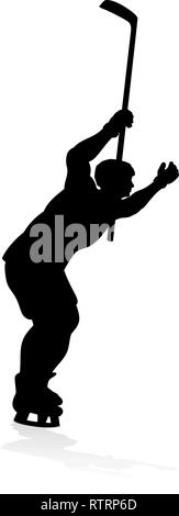 Sports Hockey Player Silhouettes Illustration de Vecteur