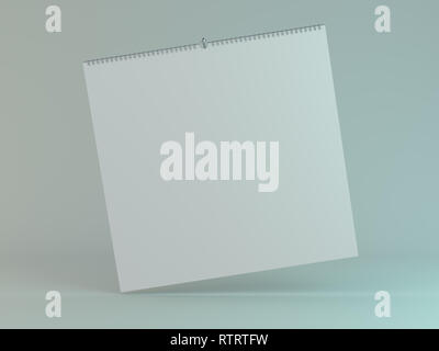 Carré design blanc Modèle de calendrier avec des ombres douces. Le rendu 3D Banque D'Images