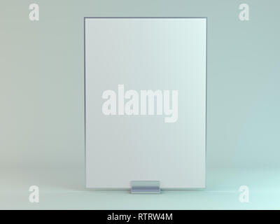 Support pour brochures avec des feuilles de papier blanc. Immersive. Le rendu 3D Banque D'Images