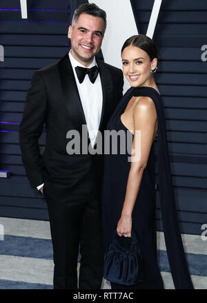 BEVERLY HILLS, LOS ANGELES, CA, USA - 24 février : Cash Warren et femme / actrice Jessica Alba pour arriver à la 2019 Vanity Fair Oscar Party organisée à l'Annenberg Center for the Performing Arts le 24 février 2019 à Beverly Hills, Los Angeles, Californie, États-Unis. (Photo par Xavier Collin/Image Press Office) Banque D'Images