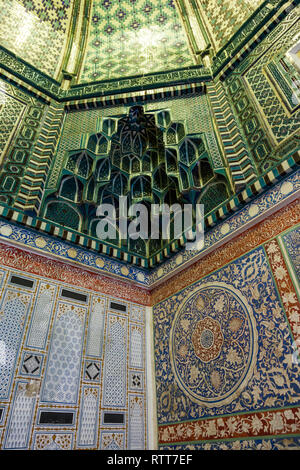 Détail architectural de la nécropole de Shakhi Zinda, Samarkand, Ouzbékistan Banque D'Images