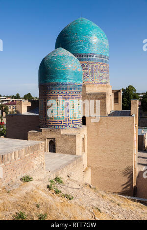 Détail architectural de la nécropole de Shakhi Zinda, Samarkand, Ouzbékistan Banque D'Images