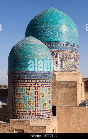 Détail architectural de la nécropole de Shakhi Zinda, Samarkand, Ouzbékistan Banque D'Images