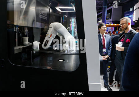 Visiteurs vu au Mobile World Congress à Barcelone Banque D'Images