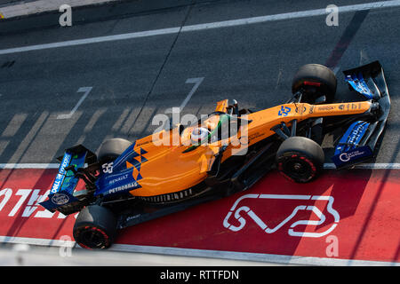 CIRCUIT DE CATALUNYA, ESPAGNE, MONTMELO - 2019/03/01 - Carlos Sainz de l'Espagne avec 55 Mclaren F1 Team - Renault MCL34 voie pendant jour 8 de F1 Test. Banque D'Images