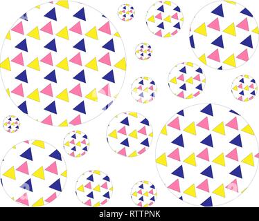 Le modèle des grandes et des petites boules à l'intérieur des triangles colorés Illustration de Vecteur