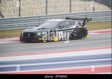 Austin, Texas, États-Unis. 09Th Mar, 2019. Le pilote Andy Soucek 2 # 09 Bentley Continental GT3 avec K-PAX Racing en action GT Pro SprintX - à la Blancpain GT World Challenge, Le Circuit des Amériques à Austin, Texas. Mario Cantu/CSM/Alamy Live News Banque D'Images