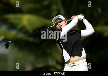 Singapour. 3e Mar, 2019. Eun-Hee Ji de Corée du tees off sur le deuxième trou lors de la ronde finale de la Women's World Championship au cours Tanjong, Sentosa Golf Club. Crédit : Paul Miller/ZUMA/Alamy Fil Live News Banque D'Images