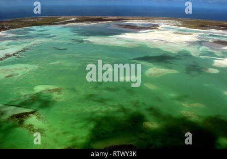 Vue aérienne du lagon de l'Île Christmas (Kiribati Kiritimati), Banque D'Images