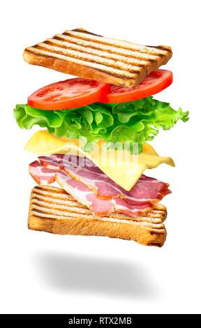 Sandwich avec les ingrédients de vol Banque D'Images