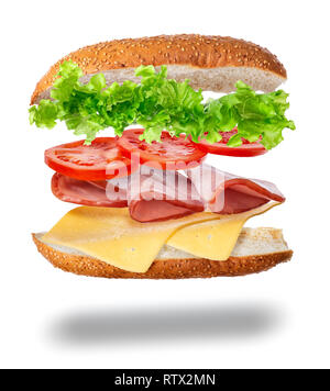 Sandwich avec les ingrédients de vol Banque D'Images