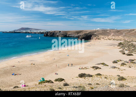 La belle plage Playa Mujeres, l'une des plages de Papagayo à Lanzarote, Espagne. Banque D'Images