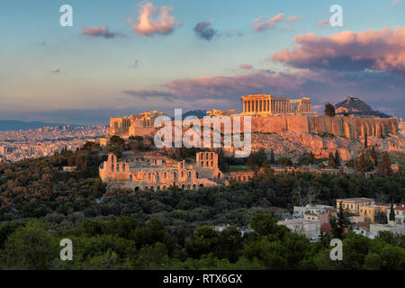 L'acropole d'Athènes, avec le Parthénon Banque D'Images