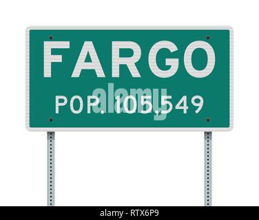 Vector illustration de la Fargo entrée verte avec des panneaux routiers nombre de population Illustration de Vecteur