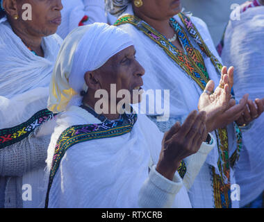 Jérusalem - NOV 20, 2014 Éthiopie : les femmes juives prient à l'SIGD, à Jérusalem, Israël. Le SIGD est une fête annuelle des Juifs éthiopiens Banque D'Images