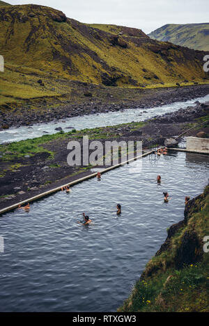 Seljvavellir abandonnés dans la piscine partie sud-est de l'Islande Banque D'Images