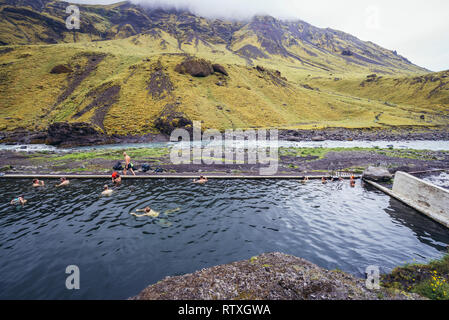 Seljvavellir abandonnés dans la piscine partie sud-est de l'Islande Banque D'Images