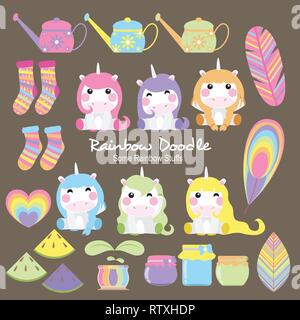 Rainbow Collection Doodle Illustration de Vecteur