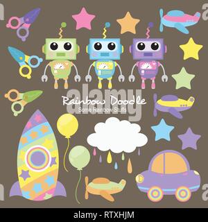 Rainbow Collection Doodle Illustration de Vecteur