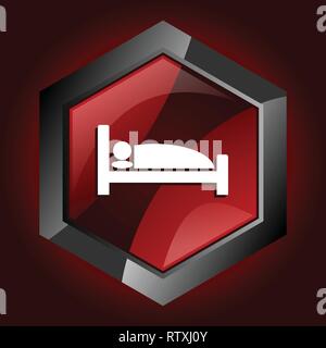 Hôtel rouge foncé brillant hexagonale et l'icône web noir, vector illustration en eps 10 Illustration de Vecteur