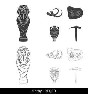 Sarcophage,corne,rock,amphora,pioche,pharaon,tusk,Black,artefact, sélection,,égyptien,mammouth figure,trésor,creuser,tombeau,civilisations,OUTIL,mort,recherche,grec,trouver,antiquité,os,grèce,photo,Culture,pioches,histoire,musée,articles,archéologie,attributs historiques,recherche,de,bien,Travail,découverte,set,icône,,illustration,collection,isolé,design,graphisme,élément vecteur vecteurs,signer , Illustration de Vecteur