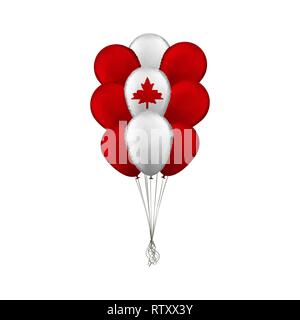 Bouquet de ballons. Le drapeau du Canada. Vector illustration. Illustration de Vecteur