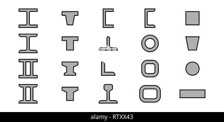 Profil des poutres du bâtiment. Vector illustration. Le design et l'architecture. Ensemble d'icônes. Illustration de Vecteur
